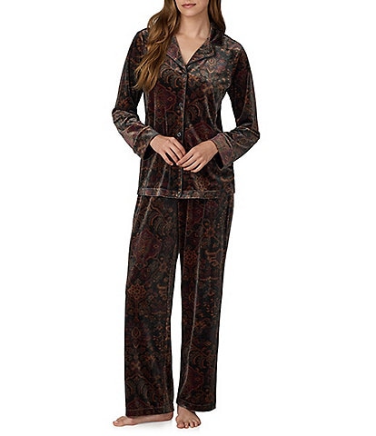 Lauren Ralph Lauren Multi Print Long Sleeve Notch Collar Woven Pajama Set