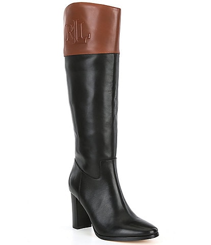 Lauren Ralph Lauren Page II Two-Tone Leather Tall Boots