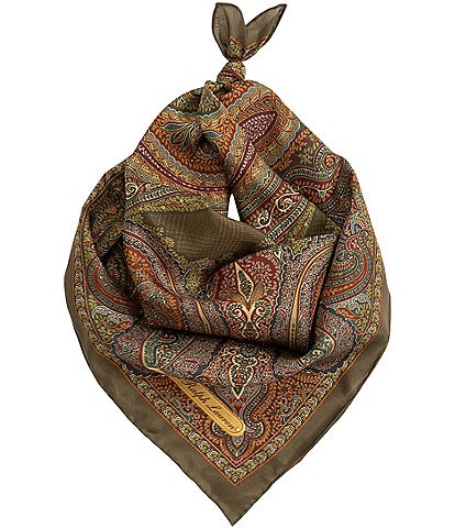 Lauren Ralph Lauren Paisley Glenplaid Silk Square Scarf