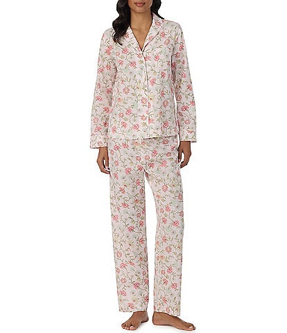 Lauren Ralph Lauren Paisley Print Long Sleeve Notch Collar Woven Pajama Set