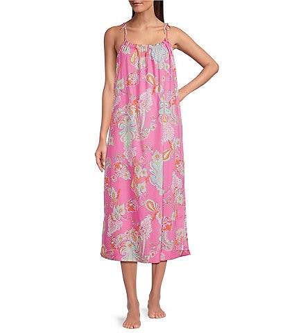Lauren Ralph Lauren Paisley Print Sleeveless Scoop Neck Woven Ballet Nightgown