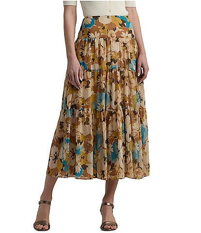 Lauren Ralph Lauren Pauldina Floral Aline Midi Skirt