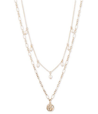Lauren Ralph Lauren Pearl Frontal Short Multi Strand Necklace