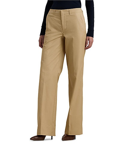 Lauren Ralph Lauren Petite Size Cotton Twill High-Rise Pants