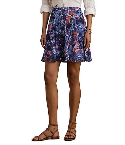 Lauren Ralph Lauren Petite Size Crinkle Georgette Printed Mini Skirt
