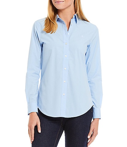 Lauren Ralph Lauren Petite Size Easy Care Point Collar Long Sleeve Shirt