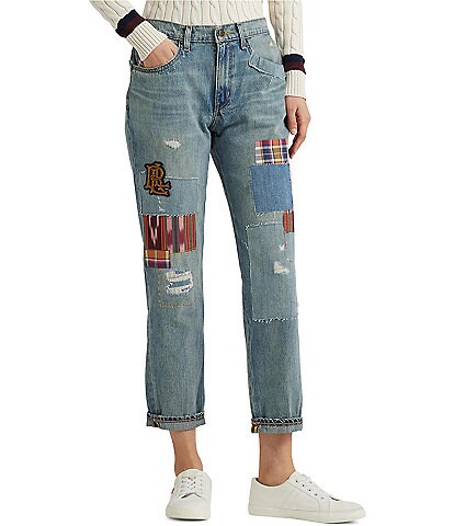 Lauren Ralph Lauren Petite Size Patchwork Relaxed Tapered Jeans