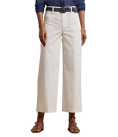 Lauren Ralph Lauren Petite Size Stretch Chino Wide Leg Cropped Pants