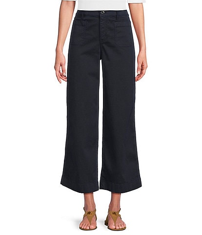 Lauren Ralph Lauren Petite Size Stretch Chino Wide Leg Cropped Pants