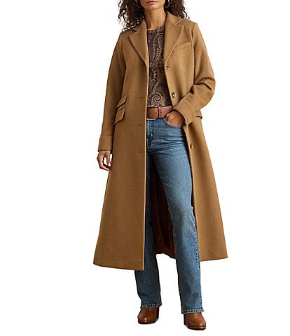 Lauren Ralph Lauren Petite Size Wool Blend Notch Lapel Single Breasted Walker Coat