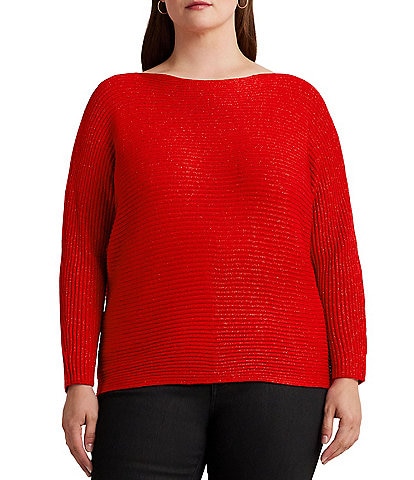 Lauren Ralph Lauren Plus Size Dolman Long Sleeve Boat Neck Sweater