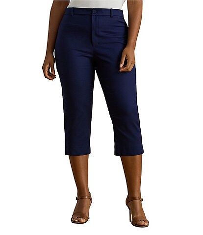 Lauren Ralph Lauren Plus Size Double-Faced Stretch Cotton Straight Leg Capri Pants
