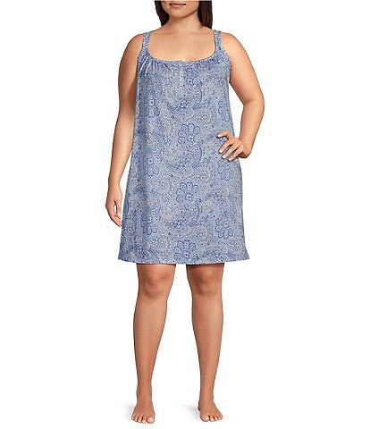 Lauren Ralph Lauren Plus Size Paisley Print Short Cotton Nightgown