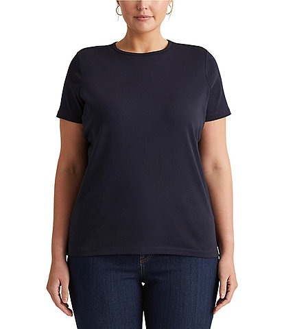 Lauren Ralph Lauren Plus Size Crew Neck Short Sleeve Stretch Cotton T-Shirt