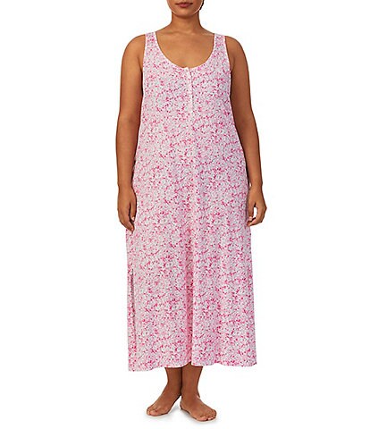 Lauren Ralph Lauren Plus Size Sleeveless Scoop Neck Floral Knit Maxi Nightgown