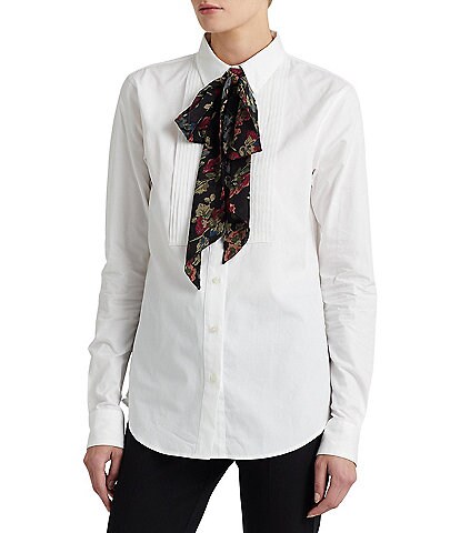 Lauren Ralph Lauren Point Collar Long Sleeve Broadcloth Shirt