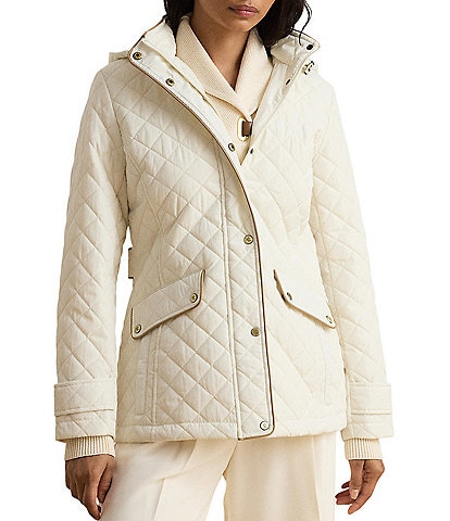 Lauren Ralph Lauren Quilted Hooded Zip Front Jacket