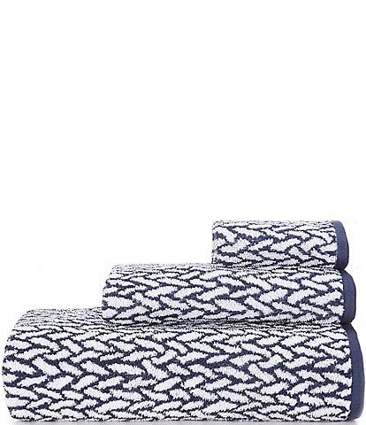 navy and white bath towels