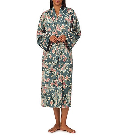 Lauren Ralph Lauren Satin Floral Long Kimono Robe