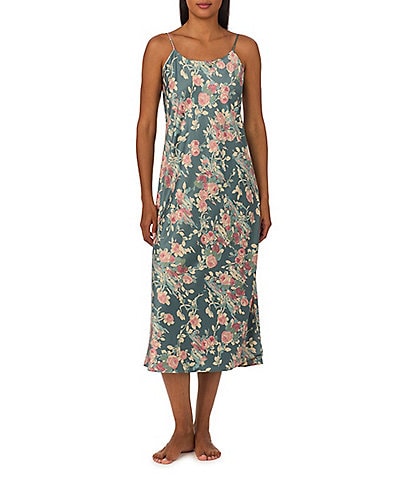 Lauren Ralph Lauren Satin Strappy Floral Ballet Nightgown