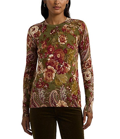 Lauren Ralph Lauren Shavonne Floral Crew Neck Long Sleeve Sweater