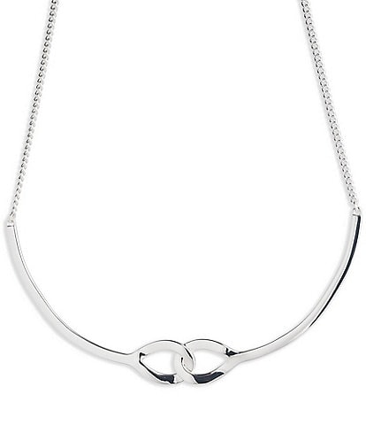 Lauren Ralph Lauren Silver Tone Chain Link Frontal Collar Necklace