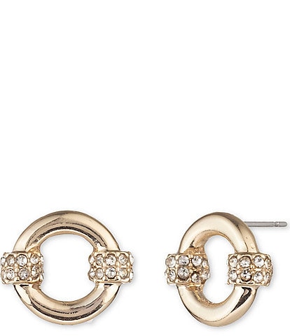 Lauren Ralph Lauren Silver Tone Crystal Thin Pave Threader Earrings