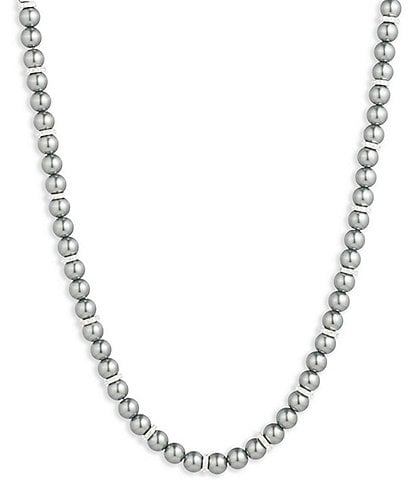Lauren Ralph Lauren Silver Tone Grey Pearl Collar Necklace