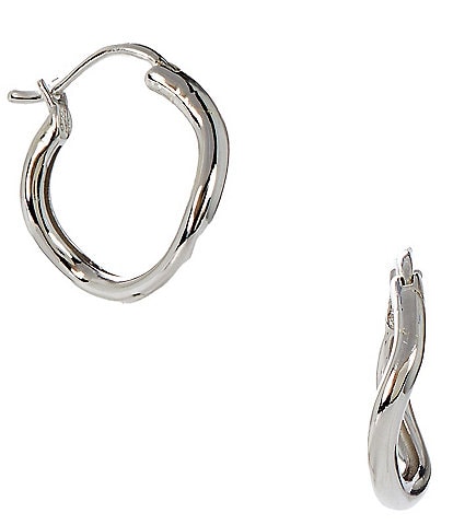 Lauren Ralph Lauren Silver Tone Huggie Hoop Earrings