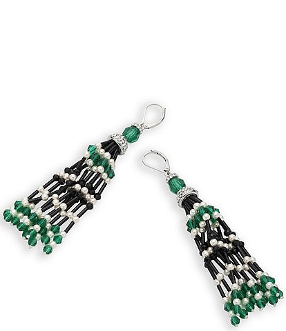 Lauren Ralph Lauren Silver Tone Pave Deco Linear Earrings