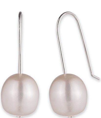 Lauren Ralph Lauren Silver Tone White Freshwater Pearl Threader Drop Earrings