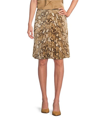 Lauren Ralph Lauren Snakeskin Print Pleated Skirt