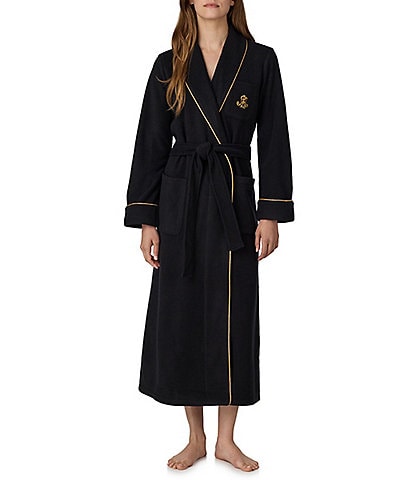 Lauren Ralph Lauren Solid Dalton Long Sleeve Shawl Collar Micro Fleece Long Robe
