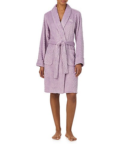 Lauren Ralph Lauren Solid Long Sleeve Shawl Collar Short Robe
