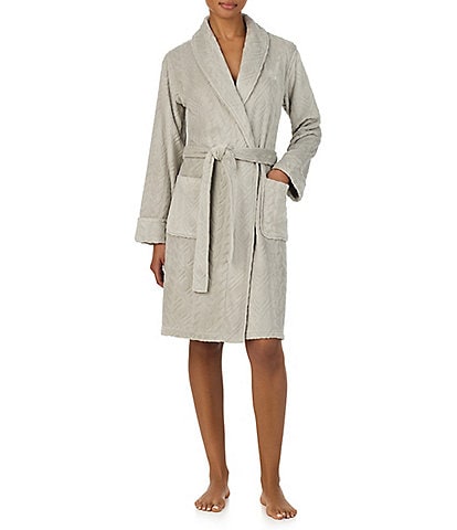Lauren Ralph Lauren Solid Long Sleeve Shawl Collar Short Robe