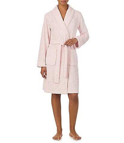 Lauren Ralph Lauren Solid Long Sleeve Shawl Collar Short Robe