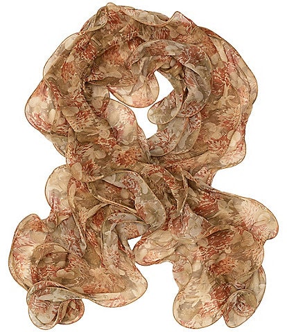 Lauren Ralph Lauren Spring Floral Double Ruffle Oblong Scarf