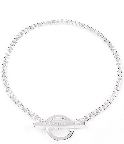 Lauren Ralph Lauren Sterling Silver Bar Logo Flex Toggle Line Bracelet