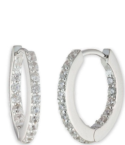 Lauren Ralph Lauren Sterling Silver Crystal Huggie Hoop Earrings
