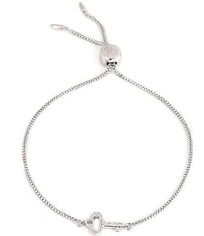Lauren Ralph Lauren Sterling Silver Crystal Key Adjustable Bracelet