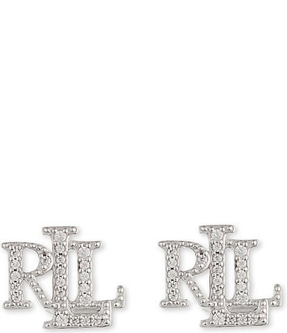 Lauren Ralph Lauren Sterling Silver Crystal LRL Stud Earrings