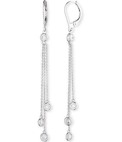 Lauren Ralph Lauren Sterling Silver Cubic Zirconia Fringe Linear Earrings