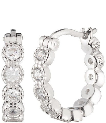 Lauren Ralph Lauren Sterling Silver CZ Hoop Earrings