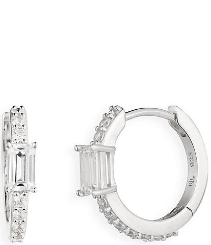 Lauren Ralph Lauren Sterling Silver Rhinestone Hoop Earrings