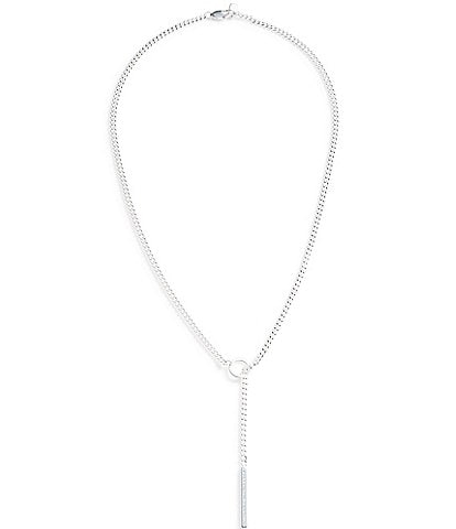 Lauren Ralph Lauren Sterling Silver Linear Logo Y Necklace