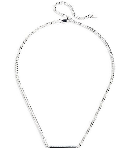 Lauren Ralph Lauren Sterling Silver Logo Linear Bar Collar Necklace