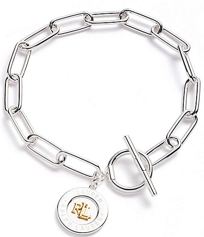 Lauren Ralph Lauren Sterling Silver Overlay Charm Toggle Line Bracelet