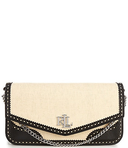 Lauren Ralph Lauren Straw & Leather Medium Sawyer Crossbody Bag
