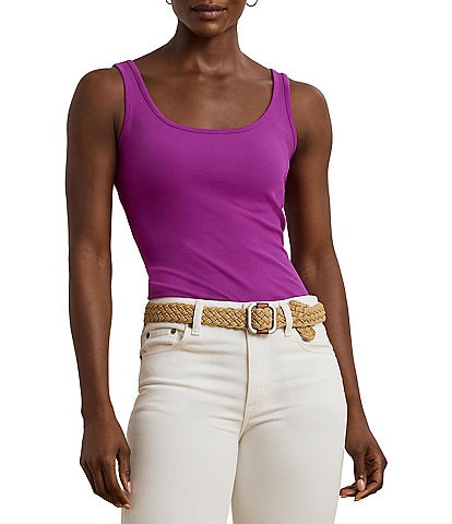 Lauren Ralph Lauren Stretch Cotton Scoop Neck Tank Top