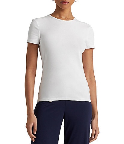 Lauren Ralph Lauren Short Sleeve Round Neck Stretch Cotton T-Shirt